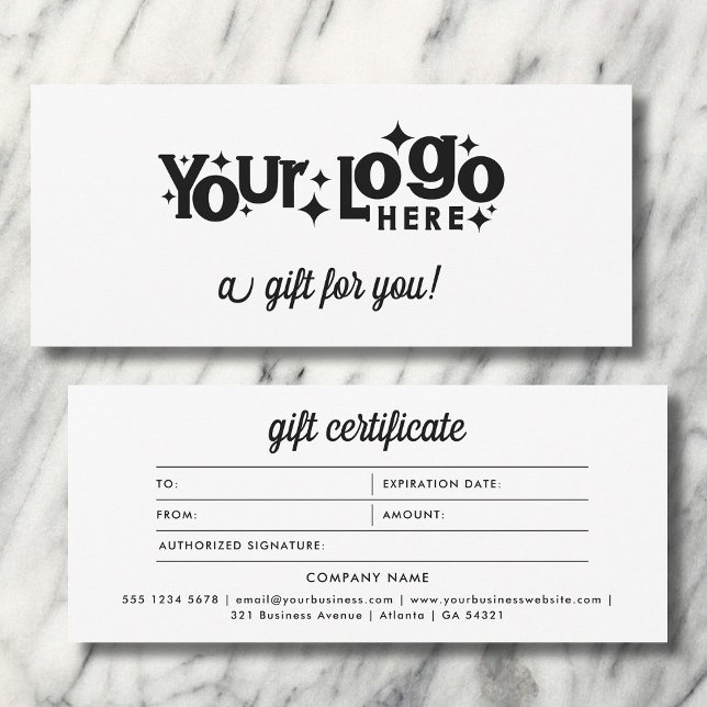 Retro Logo Minimalist Black White Gift Certificate (Retro Logo Minimalist Black White Gift Certificate)