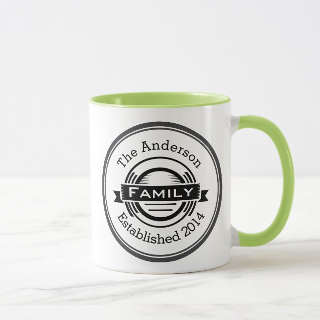 Retro Logo Style Personalized Family Name Mug (Right)