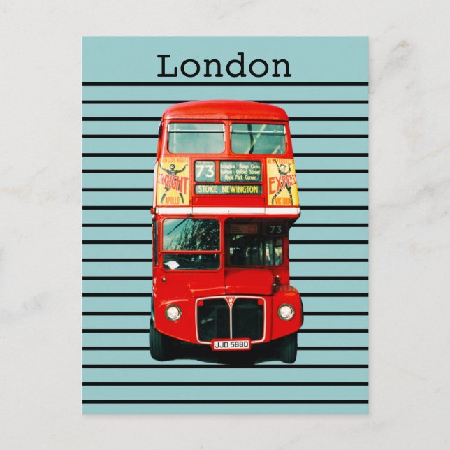 Retro London Bus Peppermint Postcard (Front)