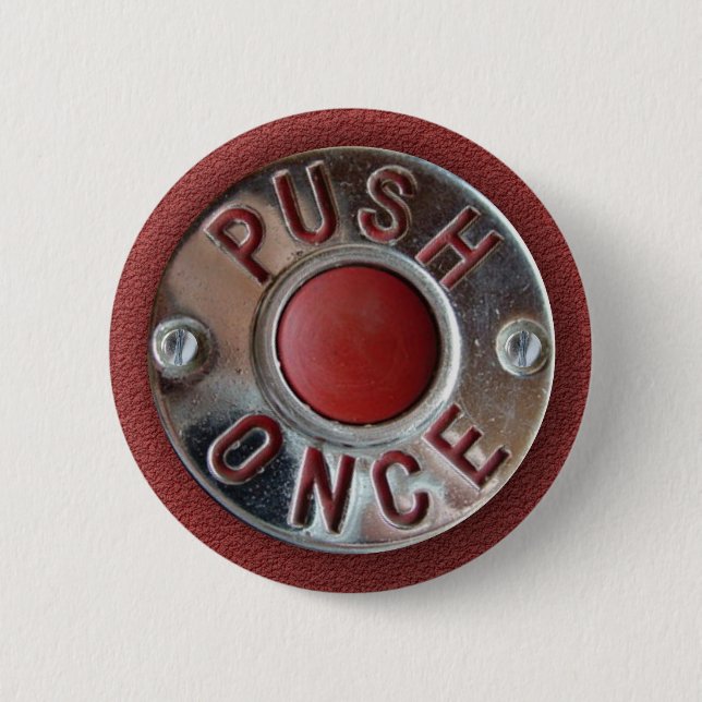 Retro London Bus "Push Once" Stop Request 2 Inch Round Button (Front)