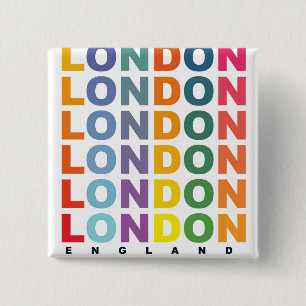 Retro London England poster 2 Inch Square Button
