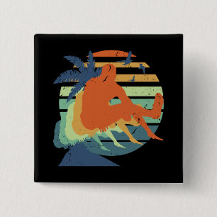 Retro Long Jump Track & Field Olympic Athlete Fan 2 Inch Square Button