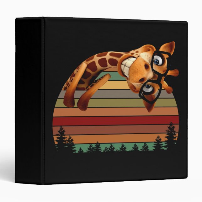 Retro Long Neck Animal Giraffe Zoo Binder (Front/Spine)