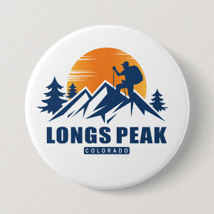 Retro Longs Peak Hike T-Shirt 3 Inch Round Button