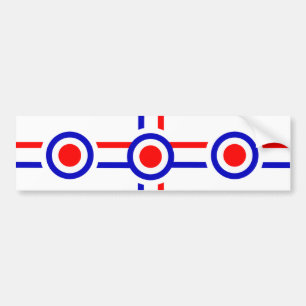 Retro Look Mod Cross Design Bumper Sticker
