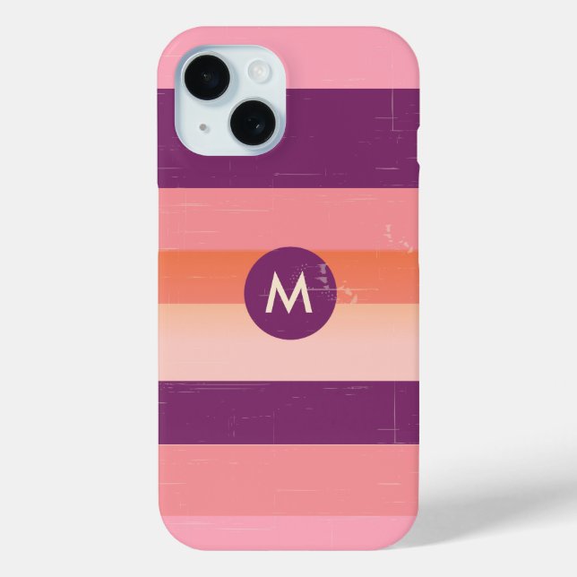 Retro look monogram candy stripes Case-Mate iPhone case (Back)