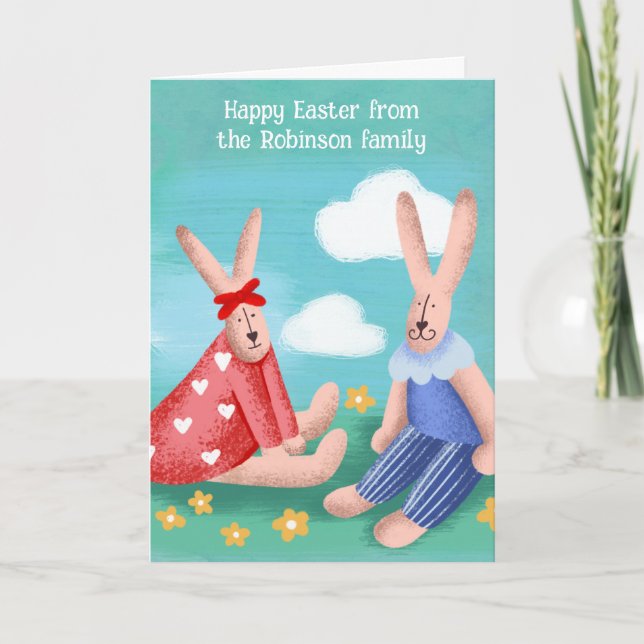 Retro looking Easter card with editable messages (Front)