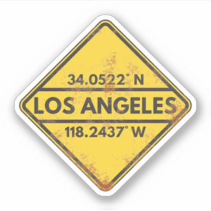Retro Los Angeles Coordinates Rusty Metal Sign