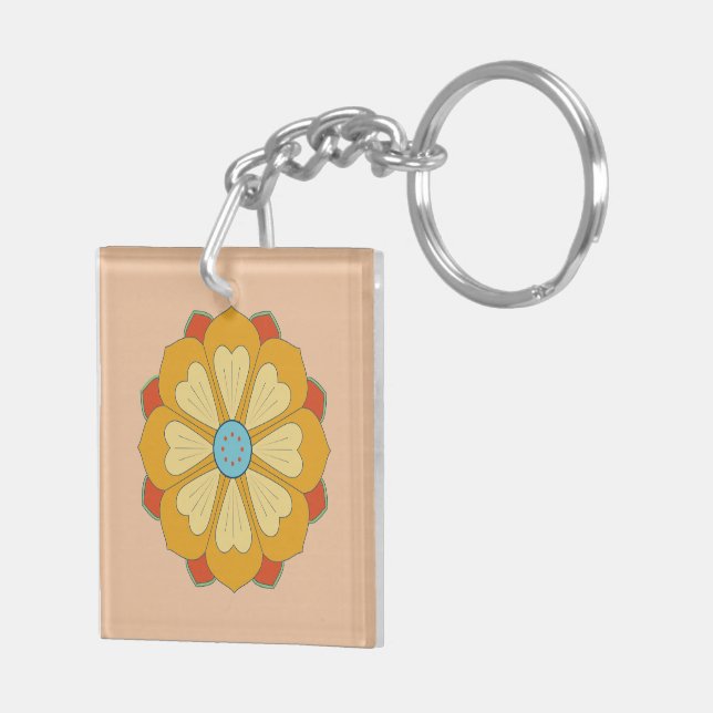 retro lotus series keychain (Back Right)