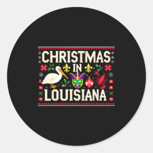Retro Louisiana Christmas Carnival Mardi Gras Holi Classic Round Sticker