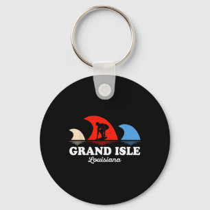 Retro Louisiana Grand Isle Surfboarding Keychain