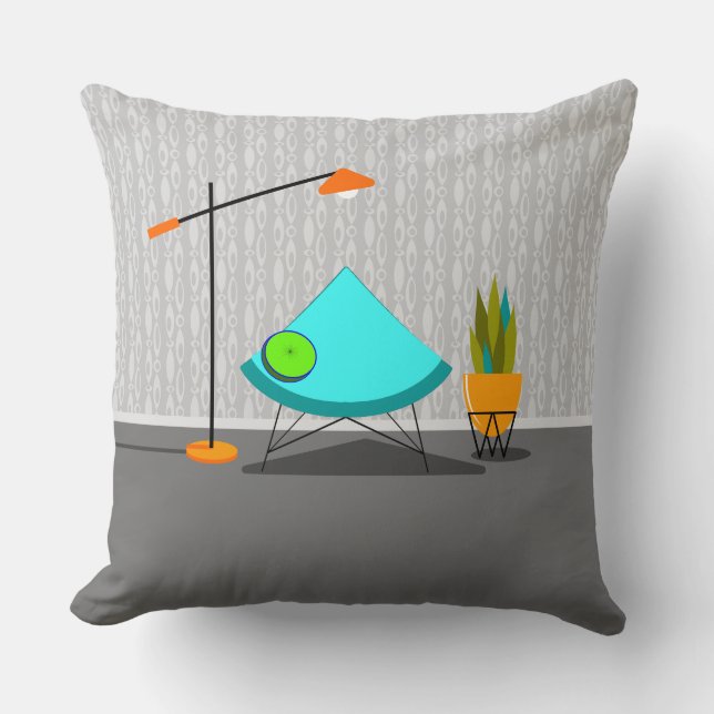Retro Lounge Throw Pillow (Front)