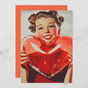 Retro Love: 1950s Heart Glow Invitation