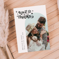 Retro Love and Thanks White Arch Wedding
