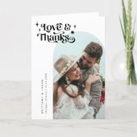 Retro Love and Thanks White Arch Wedding