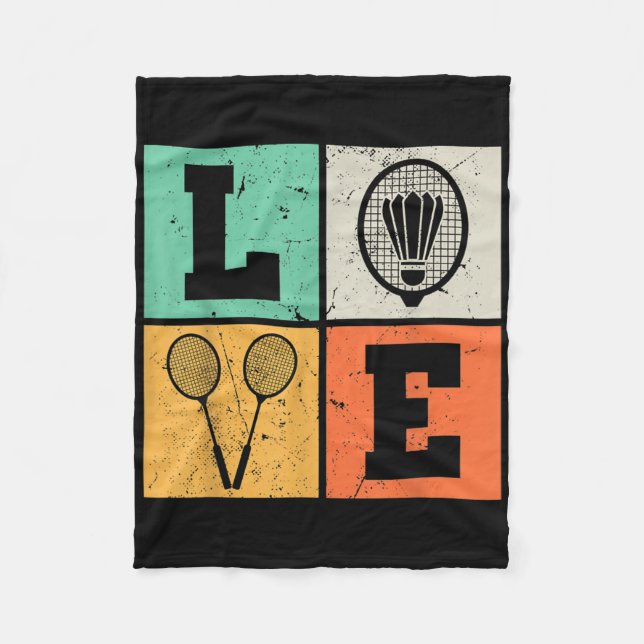 Retro Love Badminton Lover  Fleece Blanket (Front)
