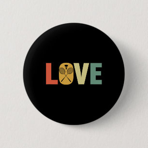 Retro Love Badminton Rackets & Shuttle 2 Inch Round Button