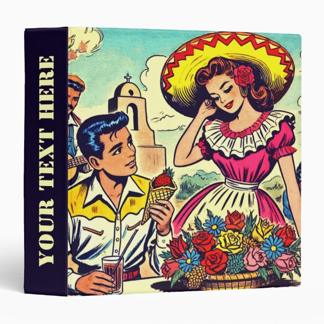 Retro Love Couple Comic Binder (Front/Spine)