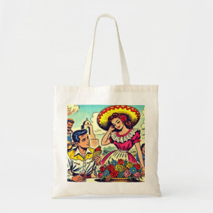 Retro Love Couple Comic Tote Bag