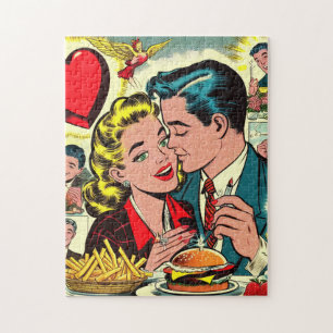 Retro Love Couple Comics Jigsaw Puzzle