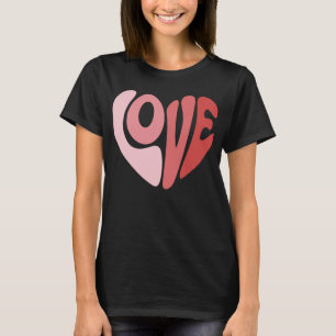 Retro Love Heart Valentine Typography T-Shirt