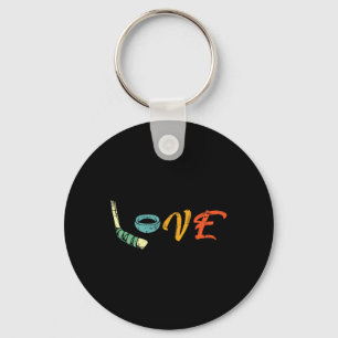 Retro Love Ice Hockey Gift Street Hockey Gifts Vin Keychain