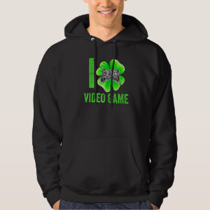 Retro Love Irish Video Game Shamrock Sport St Patr Hoodie