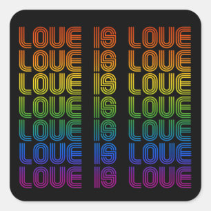 Retro Love is Love Pride T-Shirt Square Sticker