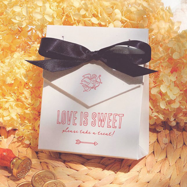 Retro Love is Sweet Hand Drawn Cupid Wedding Favor Box (Creator Uploaded)