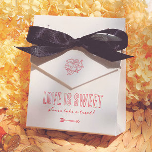 Retro Love is Sweet Hand Drawn Cupid Wedding Favor Box