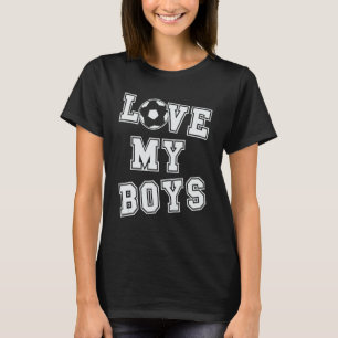 Retro Love My Boys Soccer Dad And Soccer Mom T-Shirt