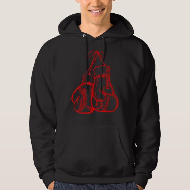 Retro Love Red Boxing Gloves  Boxer Hoodie (Front)