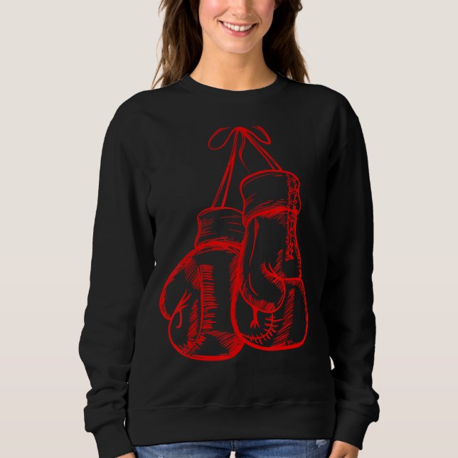 Retro Love Red Boxing Gloves  Boxer Sweatshirt (Front)