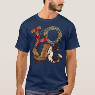Retro Love Rodeo Cowboy Boots Lasso Western Countr T-Shirt