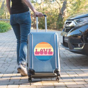 Retro Love Typography On Vintage Sunset Stripes