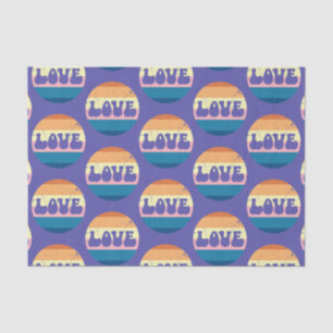 Retro Love Typography On Vintage Sunset Stripes Tissue Paper