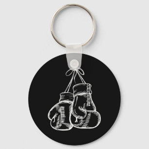 Retro Love White Boxing Gloves Boxer Gift Keychain