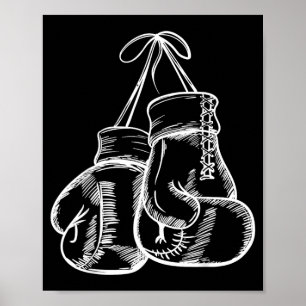Retro Love White Boxing Gloves Boxer Gift Poster