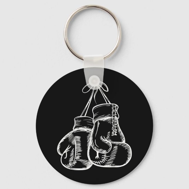 Retro Love White Boxing Gloves Gifts Boxer Gift  Keychain (Front)