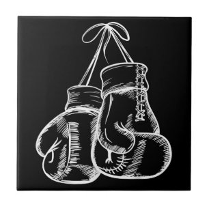 Retro Love White Boxing Gloves Gifts Boxer Gift  Tile