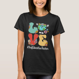 Retro Love World Earth Day 2023 Deaf Education Tea T-Shirt