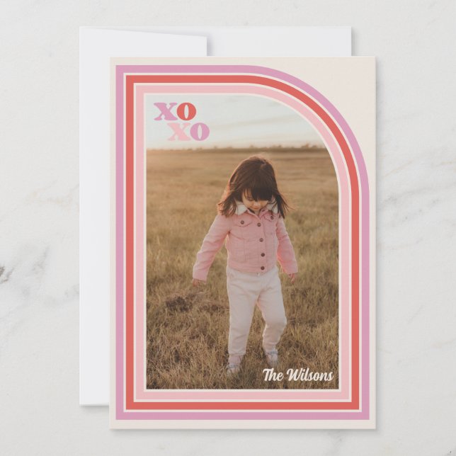 Retro Love XOXO Valentine's Day Photo Card (Front)