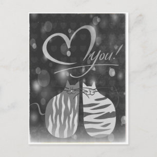 Retro Love You Bubbly Coeurs Chats In Love Carte P