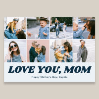 Retro Love You Mom 12 Photo Collage Blue