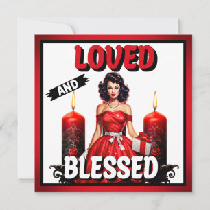 Retro Loved and Blessed Pinup Holiday Card