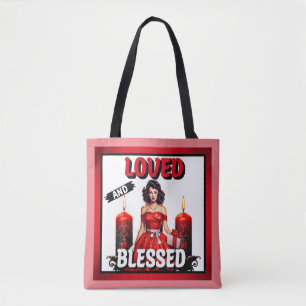 Retro Loved and Blessed Pinup Tote Bag
