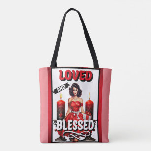 Retro Loved and Blessed Pinup Tote Bag