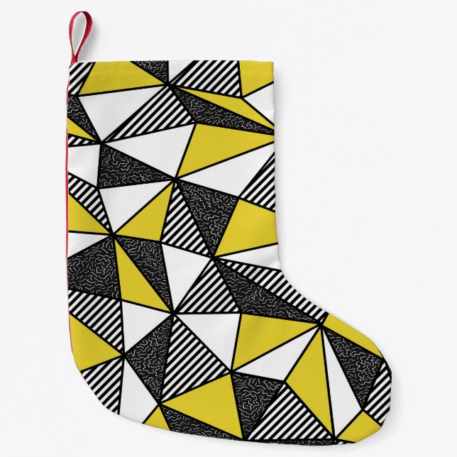 Retro Low Poly Geometric Pattern Small Christmas Stocking (Front)