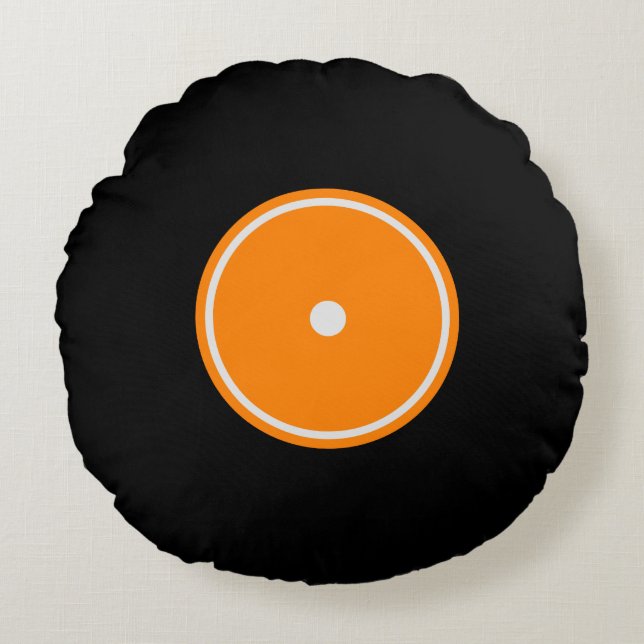 Retro LP Vinyl Record | Orange Round Cushion (Front)