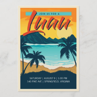 Retro Luau Party Invite